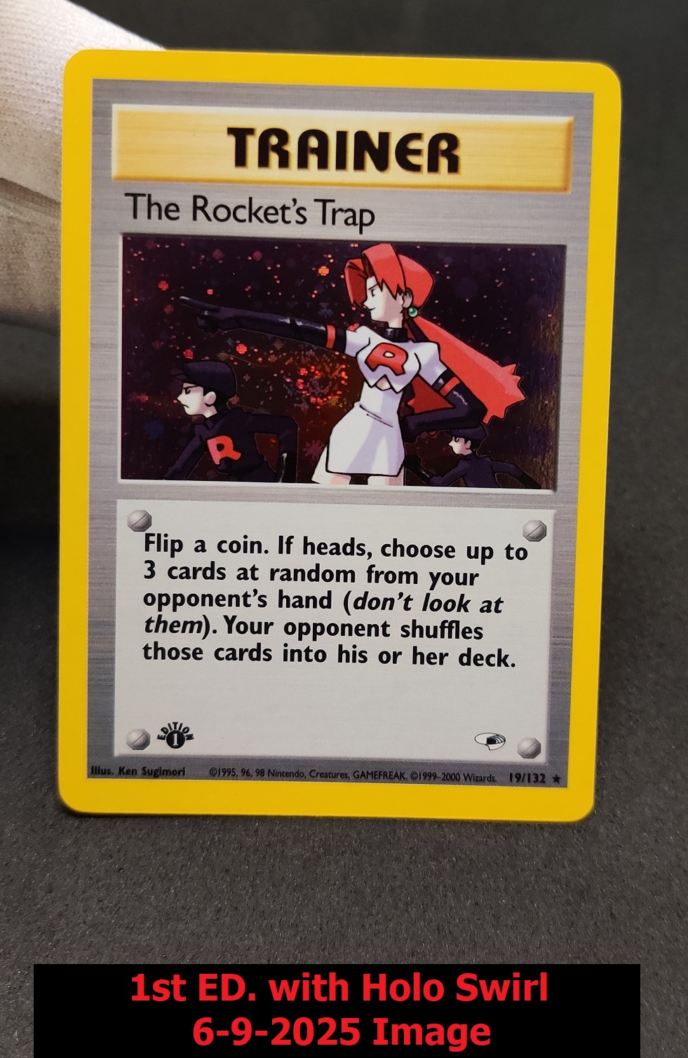 (HOLO SWIRL) The Rockets Trap - 19/132 - Holo Rare - 1st Edition